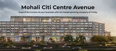 Mohali City Centre Avenue — 3-side open commercial project with double height showrooms & shops